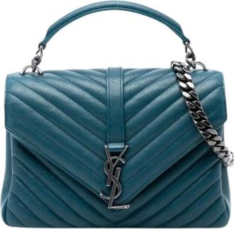 Saint Laurent Pre-owned Handbags, female, Blue, Size: ONE SIZE Pre-owned The College satchel