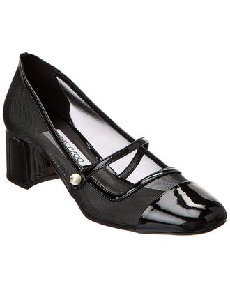 Jimmy Choo London Elisa 45 Patent & Mesh Pump