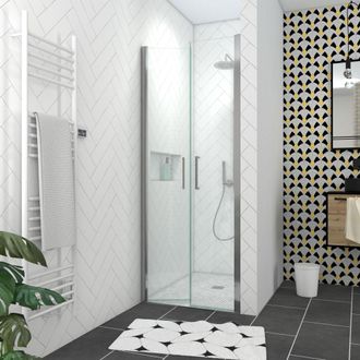 Aurlane Aurlane - Pack Mampara De Ducha 90x200 Cm + Plato De Ducha Alicatados 90x140 Recutable