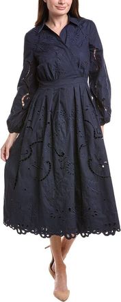 Elie Tahari Scallop Wrap Midi Dress