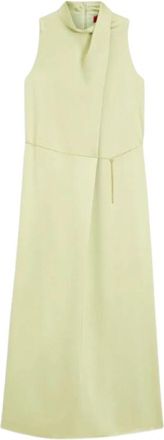 HUGO BOSS Kewina-1 Jurk - Dames - Casual kleedjes - Groen - S - Satijn - Kleedjes