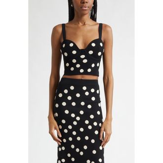L'agence Tula Polka Dot Crop Camisole in Black/Ecru Polka Dot at Nordstrom, Size Large
