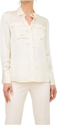 Nenette Shirts - Dames - Overhemden - Wit - S - Satijn - Overhemden