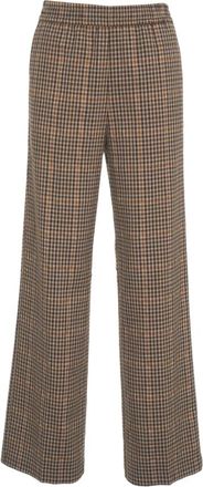 Liu Jo Broeken, Dames, Bruin, XS, Elegante Marrone Wijde Geruite Broek