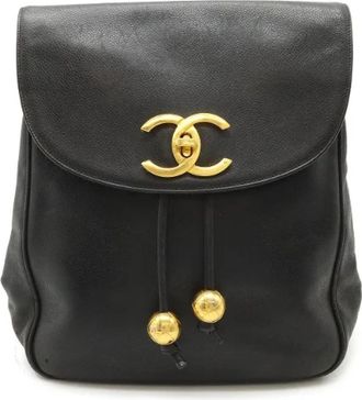 Chanel Pre-owned Backpack - Dames - Vintage Rugzakken - Zwart - ONE Size - Leer - Vintage