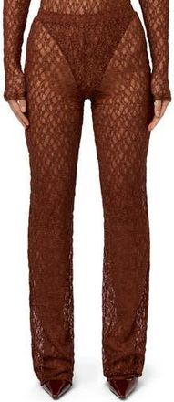 Naked Wardrobe Lace Straight Leg Pants in Brown Sugar at Nordstrom Rack, Size X-Small