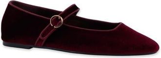 Shushop Annabelle Mary Jane Flat in Bordeaux Velvet at Nordstrom, Size 6.5