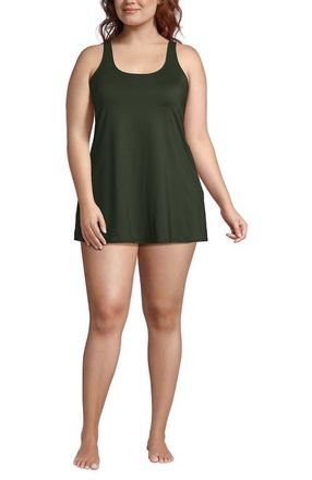 Lands End Plus Size Scoop Neck Mini Swim Dress Swimsuit in Rich Olive Green at Nordstrom, Size X-Small