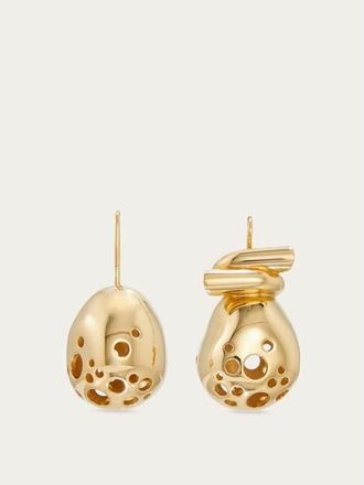 Ferragamo Womens Gold Brass Drop Earrings