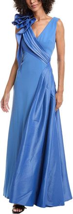 Tadashi Shoji Rosette V-Neck Gown
