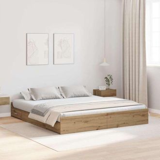 vidaXL Vidaxl - Cama Con Almacenamiento Con Cabecera Roble Artisan 180 X 200 Cm