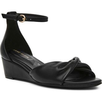 Anne Klein Whitby Ankle Strap Slide Sandal in Black Smooth at Nordstrom, Size 6.5