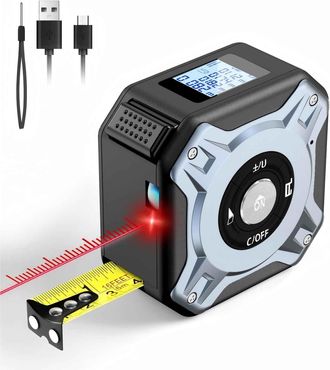 OEM Cinta M&eacute;trica L&aacute;ser 2 En 1, Tel&eacute;metro L&aacute;ser De 40 M Y Cinta M&eacute;trica De 5 M, Medidor L&aacute;ser Recargable Por Usb-c, Pantalla Lcd, M&uacute;ltiples Modos De Medic