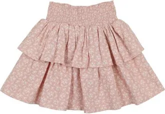 Maniere Kids Textured Floral Tiered Cotton Blend Skirt in Mauve at Nordstrom, Size 4