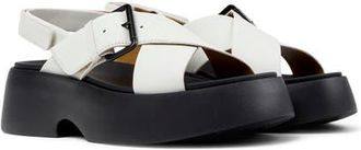 Camper Tasha X-Strap Platform Sandal in White Natural at Nordstrom, Size 39