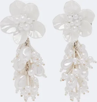 Self Portrait Floral faux-pearl drop earrings