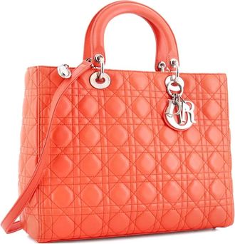 Dior Lady Dior Bag Cannage Quilt Lambskin Large tote bag - Oranje
