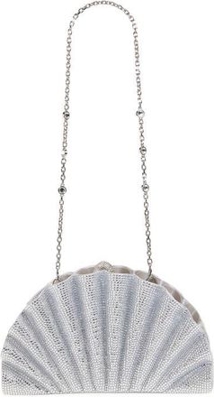 Judith Leiber Origami Fan Crystal Embellished Satin Clutch in Silver Rhine at Nordstrom