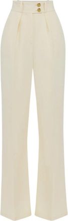 Elisabetta Franchi Wijde Broek - Dames - Wijde Broeken - Beige - M - Polyester - Broeken