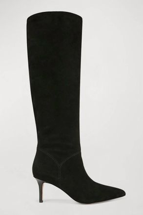 Veronica Beard Womens Lexington Suede Stiletto Knee High Boots In Black