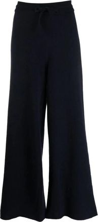 Jil Sander Lange broek van kasjmier met trekkoord - Dames - Wijde Broeken - Blauw - XS - Kasjmier - Broeken