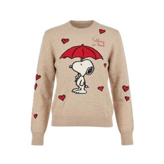MC2 Saint Barth Snoopy Falling Love 11 Emb Trui - Dames - Truien - Beige - Maat: S Zijde