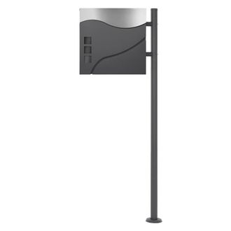 ECD Germany Buz&oacute;n de acero antracita/plata casillero de correo 37x10,5x36,5cm