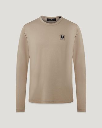 Belstaff Long Sleeved T-shirt Mens Cotton Jersey Dark Sand Size 2XL