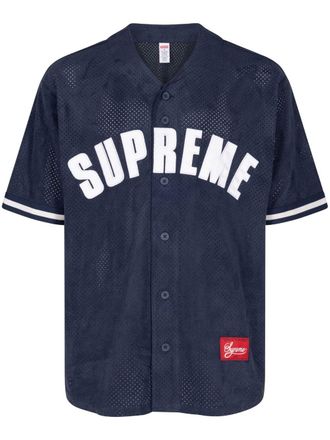 SUPREME Ultrasuede mesh baseball jersey - Blue