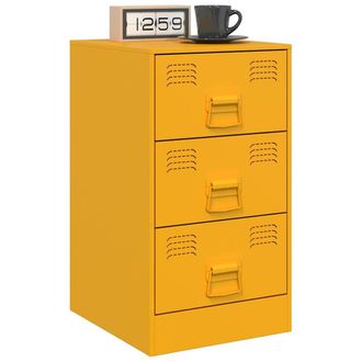 Berkfield Home Stylish Bedside Cabinets 2 pcs Mustard Yellow 34.5x39x62 cm Steel