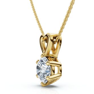 Pompeii3 3/4Ct Lab Grown Diamond Solitaire Pendant 14k Gold 18 Necklace & Chain