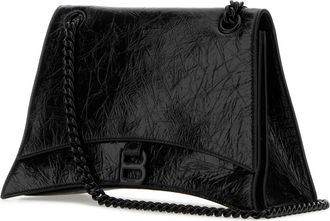 Balenciaga Womens Crush Shoulder Bag Black Calf