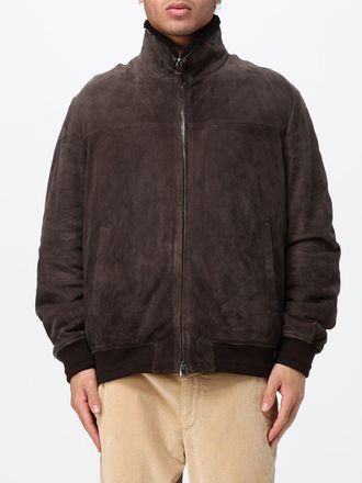 Canali Bomber in pelle scamosciata con collo in pelliccia e fondo elasticizzato