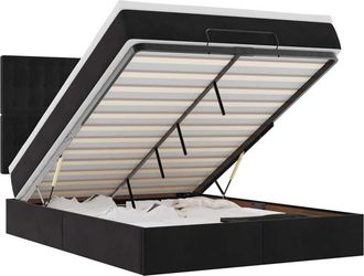 vidaXL Vidaxl - Estructura De Cama Otomana Con Colchones Terciopelo Negro