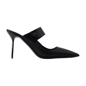 PARIS TEXAS Womens Lidia Couture Sabot 90 Pumps - Paris Texas Silk Black Shoes