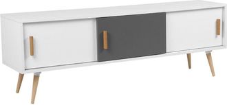 Beliani Beliani - Modern Sideboard Solid Wood tv Stand Cable Management Hole White Grey Indiana