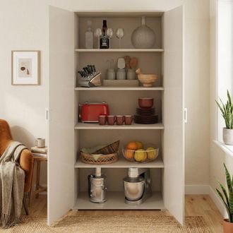 Dmora Armario Multiusos Alisso, Armario Lineal Con 2 Puertas Batientes, Armario Con 4 Baldas Regulables, Zapatero Moderno, 100% Made In Italy, Cm 90x45h195,