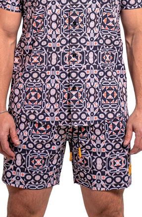 Maceoo Liontiles Print Black Swim Trunks at Nordstrom, Size 4