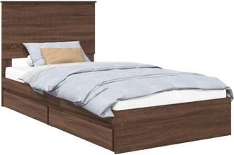vidaXL Bed Frame with Drawer Brown Oak 100 x 200 cm Engineered Wood vidaXL