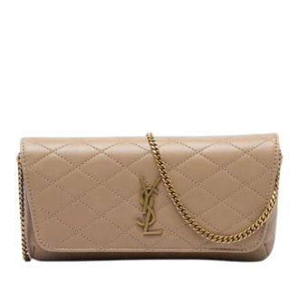 Saint Laurent Pre-owned Gaby Phone Holder - Dames - Pre-owned - Beige - Maat: ONE Size Zijde