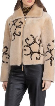 Gorski Genuine Shearling Jacket with Gorski Insignia Intarsia, Reversible in Palomino/lprd at Nordstrom, Size X-Large