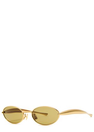 Bottega Veneta Oval-frame Sunglasses - Gold - One Size