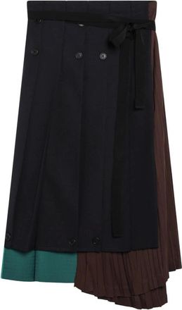Prada Rokken, Dames, Veelkleurig, S, Wol, Patchwork Midi Rok
