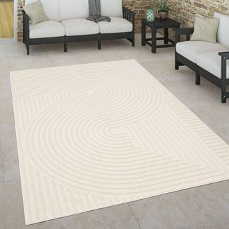 Paco Home Paco Home - Alfombra Interior Exterior Terraza Balc&oacute;n Intemperie Estilo Escandinavo 160x230 Cm, Crema 2
