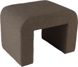 Macabane Puf de tela de rizo peque&ntilde;o gris topo oscuro