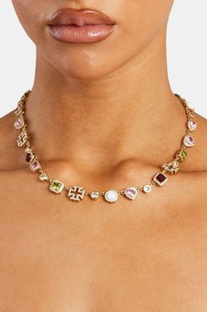 Cernucci Pink Heart Multi Gem Chain - Gold
