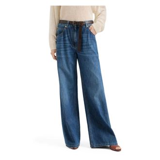 Brunello Cucinelli Wide Leg Jeans - female - Brunello Cucinelli - Wide Jeans - Blue - L - Jeans