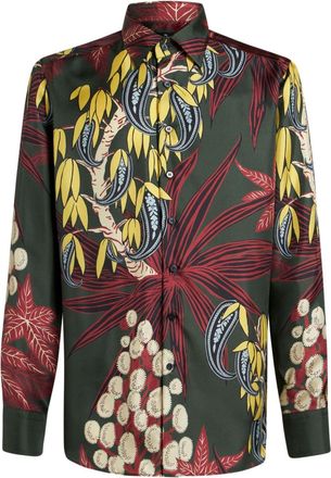 Etro printed silk shirt - men - Silk - 40 - Green