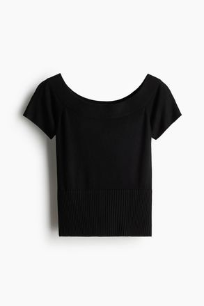 H&M Schulterfreies Shirt - Schwarz