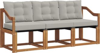 vidaXL Conjunto De Sof&aacute;s De Exterior 3 Uds. Gris Natural Y Claro Vidaxl